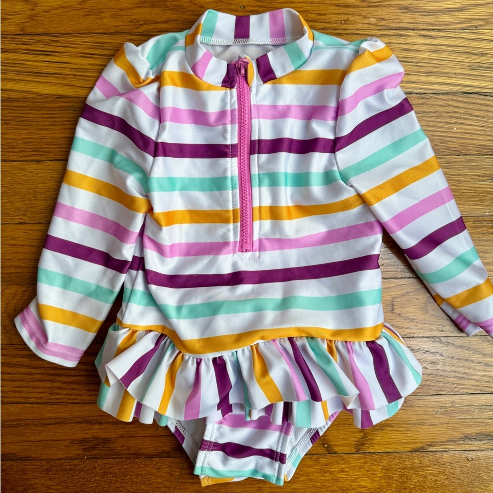 Striped Baby Long Sleeve Swimsuit with Ruffle Size 18M Cat & Jack